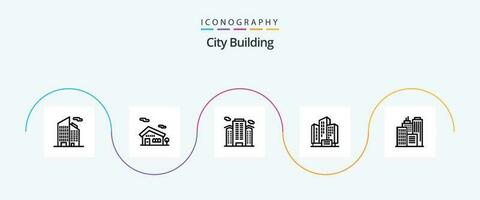 Stadt Gebäude Linie 5 Symbol Pack einschließlich Büro. Gebäude. Ort. Unternehmen. Wohnung vektor