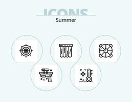 Sommer- Linie Symbol Pack 5 Symbol Design. Wasser. Schlauch. Kompass. Gras. Sommer- vektor