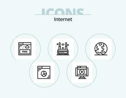 internet linje ikon packa 5 ikon design. internet. video. nätverk. teknologi. ring upp vektor