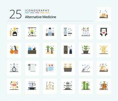 Alternative Medizin 25 eben Farbe Symbol Pack einschließlich Physik. produzieren. Gesundheitspflege. natürlich. Ökologie vektor