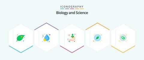 biologi 25 platt ikon packa Inklusive cancer. organisk. hand. naturlig. cirkel vektor