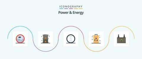 Leistung und Energie eben 5 Symbol Pack einschließlich Müll. Behälter. Öl. Sozial. Leistung vektor