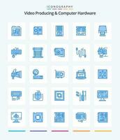 kreativ Video produzieren und Computer Hardware- 25 Blau Symbol Pack eine solche wie DVD. Computer. Scheibe. Komponente. ssd vektor