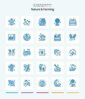 kreativ natur och jordbruk 25 blå ikon packa sådan som äpplen. teknologi. lantbruk. energi. byggnader vektor