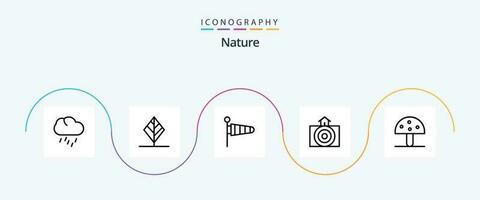 Natur Linie 5 Symbol Pack einschließlich Lebensmittel. Wetter. Natur. Natur. Erdbeben vektor