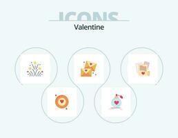 valentine platt ikon packa 5 ikon design. kärlek. alla hjärtans dag. kärlek. alla hjärtans dag. valentine vektor