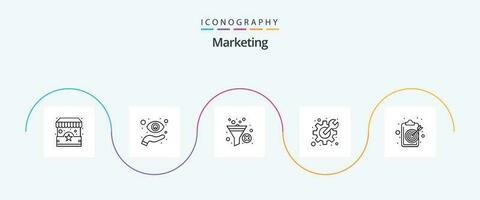 marknadsföring linje 5 ikon packa Inklusive syfte. preferenser. syn. redskap. filtrera vektor