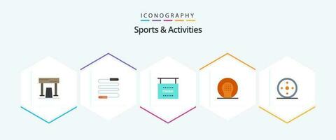 sporter och aktiviteter 25 platt ikon packa Inklusive rekreation. boll. sporter. friidrott. sporter vektor