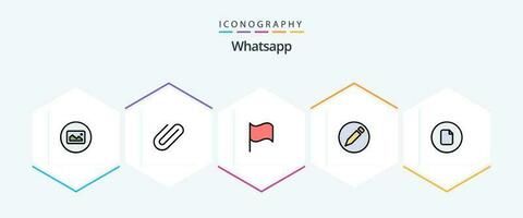 WhatsApp 25 gefüllte Linie Symbol Pack einschließlich ui. Datei. Basic. dokumentieren. Bleistift vektor
