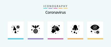 Coronavirus Glyphe 5 Symbol Pack einschließlich Gesundheit. kalt. Virus. Allergie. waschen. kreativ Symbole Design vektor