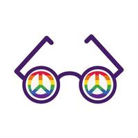 Brille mit Friedenssymbolen Gay Pride Hand zeichnen Stil vektor