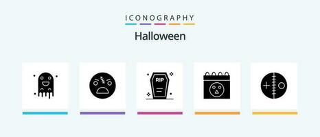 Halloween Glyphe 5 Symbol Pack einschließlich Kostüm. Halloween. Zombie. Kalender. Beerdigung. kreativ Symbole Design vektor