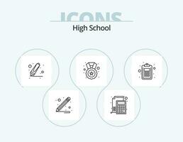 hög skola linje ikon packa 5 ikon design. idéer. utbildning. Sök. studie. föreläsning vektor