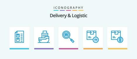 leverans och logistisk blå 5 ikon packa Inklusive produkt. hr. frakt. Sök. hitta. kreativ ikoner design vektor