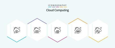 Wolke Computing 25 Linie Symbol Pack einschließlich kompakt Scheibe. W-lan. Wolke. Technologie. Wolke vektor