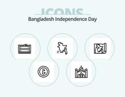 Bangladesch Unabhängigkeit Tag Linie Symbol Pack 5 Symbol Design. Bangladesch. Bangladesch. Vogelscheuche. Bangladesch Land. Spatz vektor