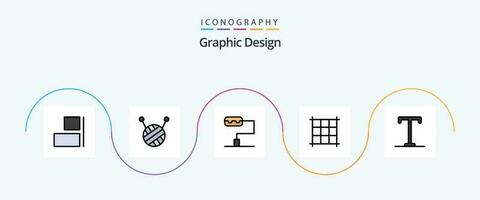 design linje fylld platt 5 ikon packa Inklusive . text. vektor