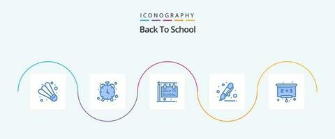 zurück zu Schule Blau 5 Symbol Pack einschließlich Bildung. Marker. Bildung. Textmarker. Zeichnung vektor