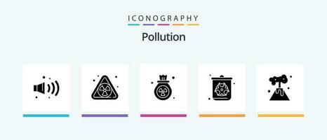 Verschmutzung Glyphe 5 Symbol Pack einschließlich . nuklear. Müll. Energie. Verschmutzung. kreativ Symbole Design vektor