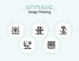 Design Denken Linie Symbol Pack 5 Symbol Design. Idee. Brainstorming. Bürste. Datei. Werkzeug vektor