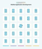 kreativ mobil Ansökan utveckling 25 blå ikon packa sådan som Ansökan. mobil Ansökan. ladda upp. mobil. låsa upp vektor