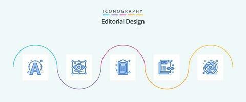 redaktionell design blå 5 ikon packa Inklusive kamera lins. innehåll förvaltning. se. innehåll. dokumentera vektor
