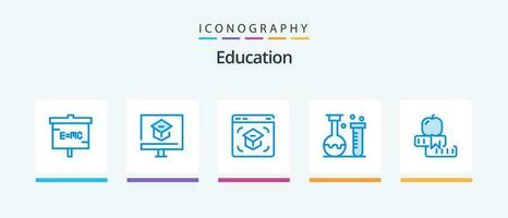 utbildning blå 5 ikon packa Inklusive labb. kemi. uppkopplad. skola. inlärning. kreativ ikoner design vektor