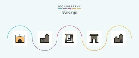 Gebäude Linie gefüllt eben 5 Symbol Pack einschließlich . Industrie. Gebäude. industriell Pflanze. Fabrik vektor