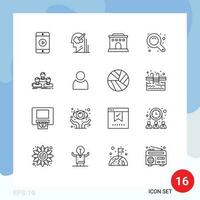 16 kreativ ikoner modern tecken och symboler av anställd zoom verktyg lösning zoom gränssnitt maximera redigerbar vektor design element
