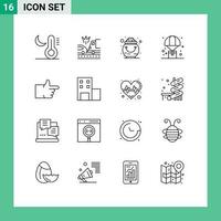 16 thematisch Vektor Umrisse und editierbar Symbole von Einkaufen logistisch Vermögen Lieferung Topf editierbar Vektor Design Elemente