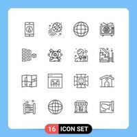 16 kreativ Symbole modern Zeichen und Symbole von Planung Phasen Internet Entwicklung Fernseher editierbar Vektor Design Elemente