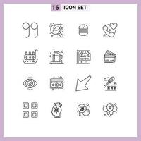 16 kreativ ikoner modern tecken och symboler av marin valentine snabbmat kärlek ring upp redigerbar vektor design element