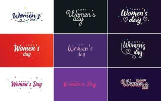 13 Mars bakgrund med internationell kvinnor dag blommig dekorationer i en papper konst stil och ram av blommor och löv hälsning kort på pastell rosa tona, vektor illustration