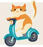 söt fett katt ridning elektrisk skoter rolig tecknad serie illustration. design affisch element vektor