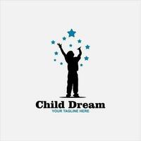 barn drömmar logotyp mönster begrepp vektor, barn utbildning logotyp symbol, barn nå stjärna vektor