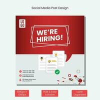 vi är anställa jobb vakans Facebook eller Instagram eller social media posta webb baner design mall vektor