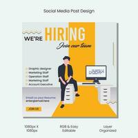 wir sind Einstellung Job freie Stelle Facebook oder instagram oder Sozial Medien Post Netz Banner Design Vorlage vektor