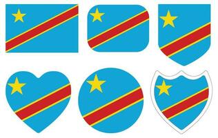 demokratisch Republik von Kongo Flagge Satz. demokratisch Republik von das Kongo runden Flagge Satz. vektor