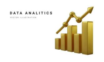 Daten Analyse Konzept Banner. wachsend Riegel Grafik mit steigend Pfeil. Digital Marketing. Vektor Illustration