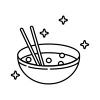 chinesisches Gericht Reis Linienstil-Symbol vektor
