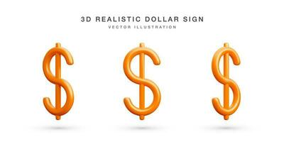 uppsättning av 3d realistisk röd dollar tecken. samling av oss dollar valuta symbol isolerat på vit bakgrund. vektor illustration