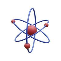 3d realistisk atom med orbital elektroner isolerat på vit bakgrund. kärn energi, vetenskaplig forskning, molekyl kemi, fysik vetenskap begrepp. vektor illustration