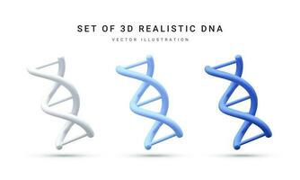 einstellen von 3d realistisch medizinisch Spiral- genetisch DNA zum molekular Chemie, Physik Wissenschaft, Biochemie im Karikatur Stil isoliert im Weiß Hintergrund. Vektor Illustration