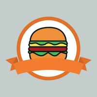 Burger-Logo-Design-Vektorvorlage, Fast-Food-Logo, Abzeichen flache moderne minimale Designillustration. vektor