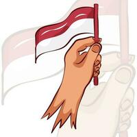 Mensch Hand halten indonesisch Flagge vektor