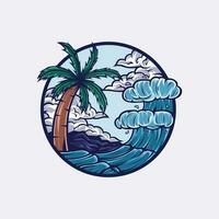 vektor illustration av en logotyp med en sommar strand tema