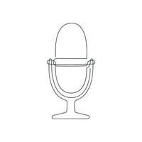 Podcast Mikrofon gezeichnet im einer kontinuierlich Linie. einer Linie Zeichnung, Minimalismus. Vektor Illustration.