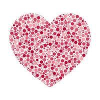hjärta tillverkad av rosa punkt cirklar logotyp isolerat på vit bakgrund. halvton prickar kärlek klotter vektor illustration. spräcklig hjärtan form design.