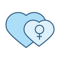 sexuell hälsa hjärta kärlek kvinnliga tecken linje fylla blå ikon vektor