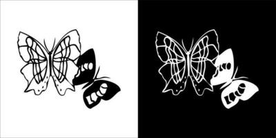 illustration, vektor grafisk av fjäril ikon, i svart och vit, med transparent bakgrund